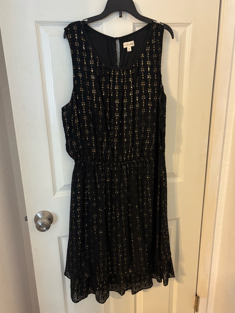 Maison Jules Black Dress with Gold Sequin Stripes